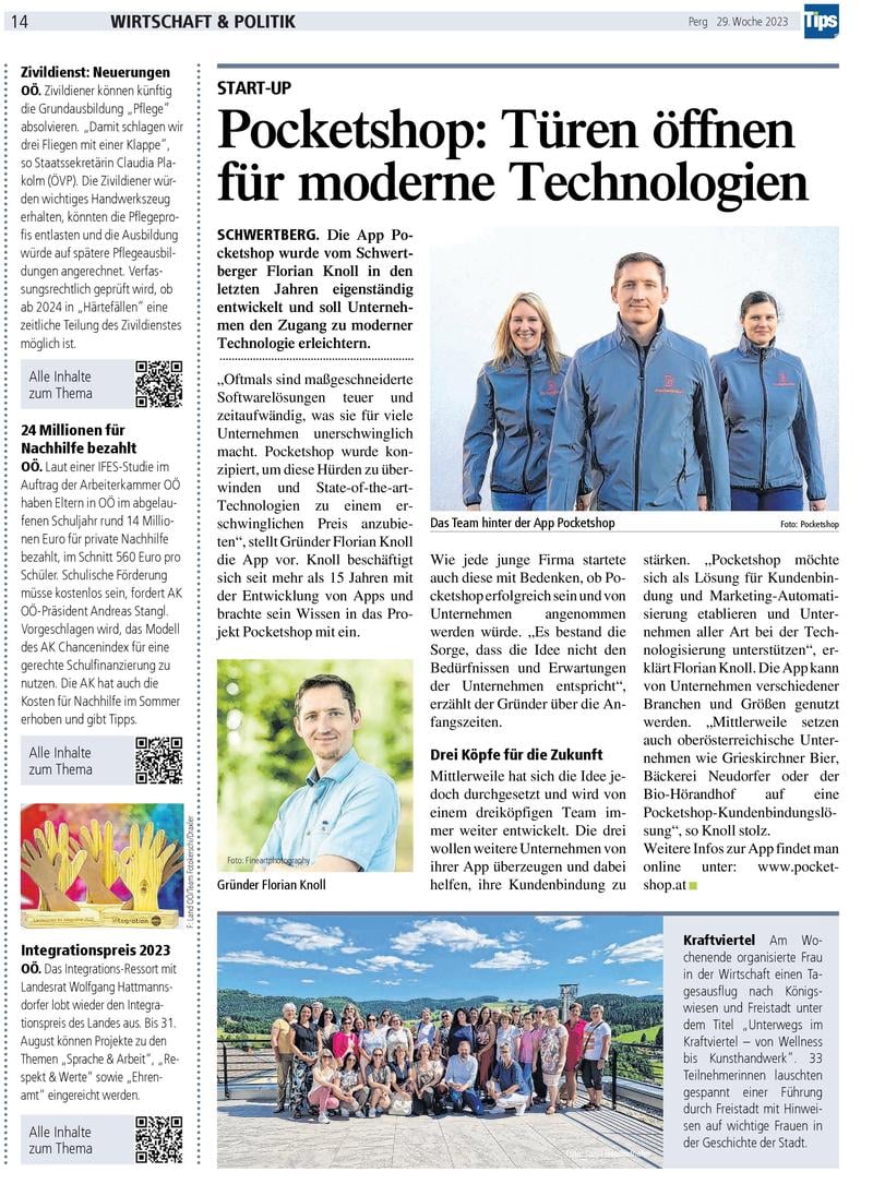 Tips Zeitungsbericht über Pocketshop